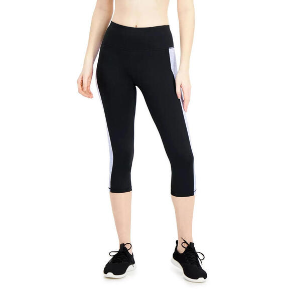 Ideology Pants - Ideology Women's Colorblocked Cropped Leggings Noir Pery Ice sz. XS